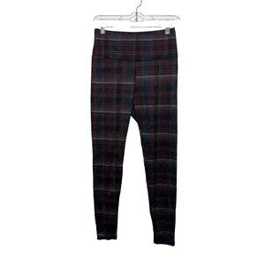 INC Womens Plaid High-Waisted pants Leggings In Burgundy & Blue SMAll